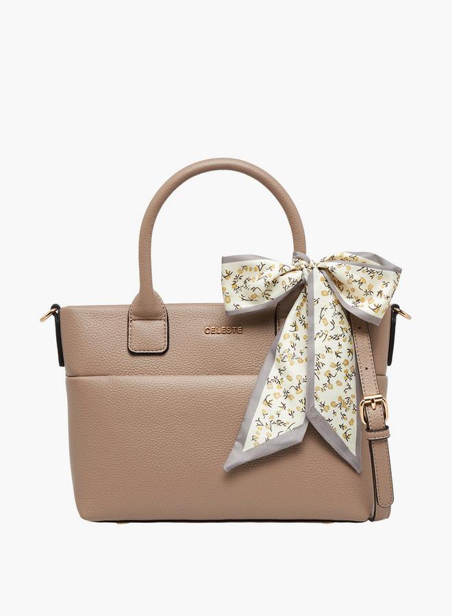 Celeste Textured Tote Bag with Bow - Image 1