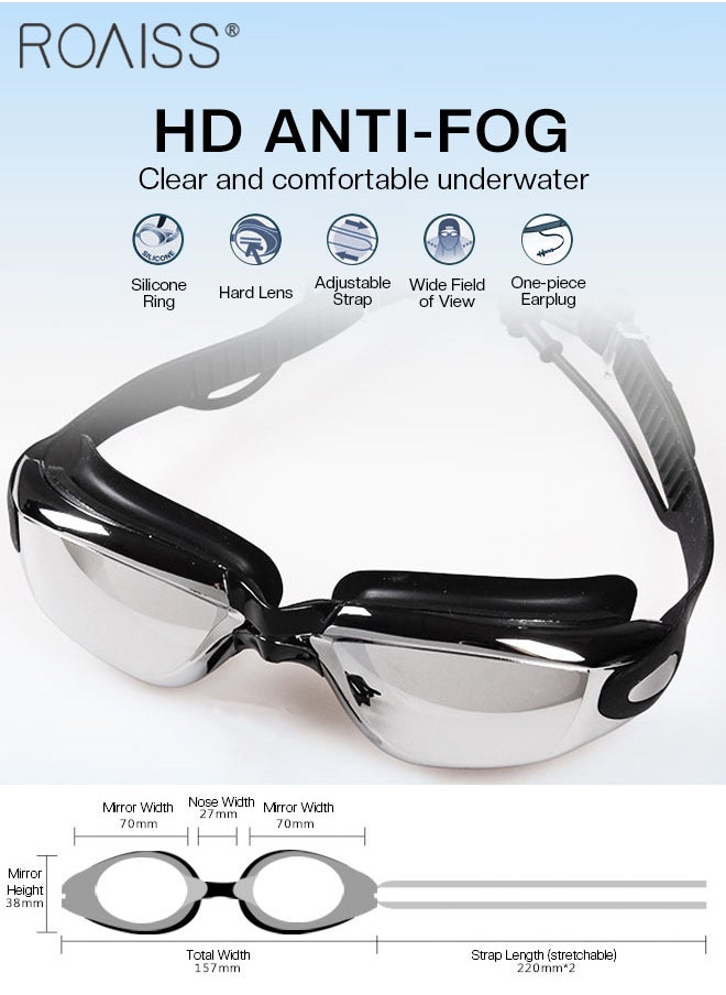 roaiss 7 Pcs Men's Swimming Goggle Set, HD Waterproof Goggle, Outdoor Beach Swimming Gear with Swimming Trunk, Swimming Goggle, Swimming Cap, Swimming Bag, Nose Clip, Earplugs, Mobile Waterproof Bag  - Image 3
