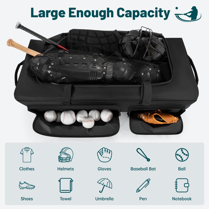 ANILD Baseball Duffle Equipment Bag, Extra Large Catchers Gear Duffle Bag, Gym Sports Equipment Duffle Bag, Perfect for Baseball & Fastpitch Softball - Image 5