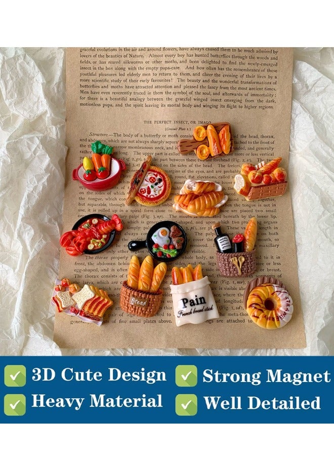 12pcs مغناطيس الطعام للمغناطيس الثلاجة لطيف ثلاثية الأبعاد مغناطيس الثلاجة ، والراتنج كرتون الطهي ملصقات مغناطيسية للمطبخ ، والمكاتب ، والوحة البيضاء والديكور المنزلي - Image 4