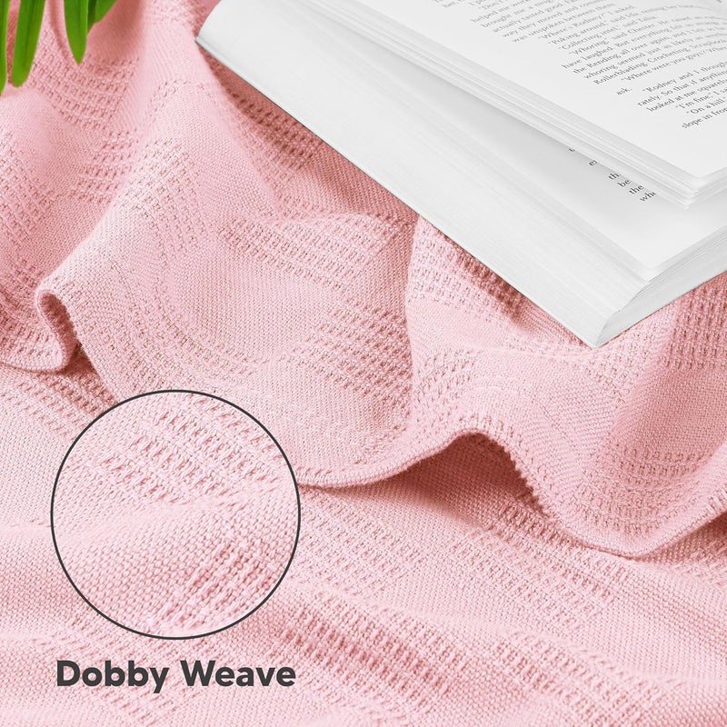 Utopia Bedding 100% Cotton Blanket (Queen Size - 90x90 Inches) 350GSM Lightweight Thermal Blanket, Soft Breathable Blanket for All Seasons (Dusky Pink) - Image 3