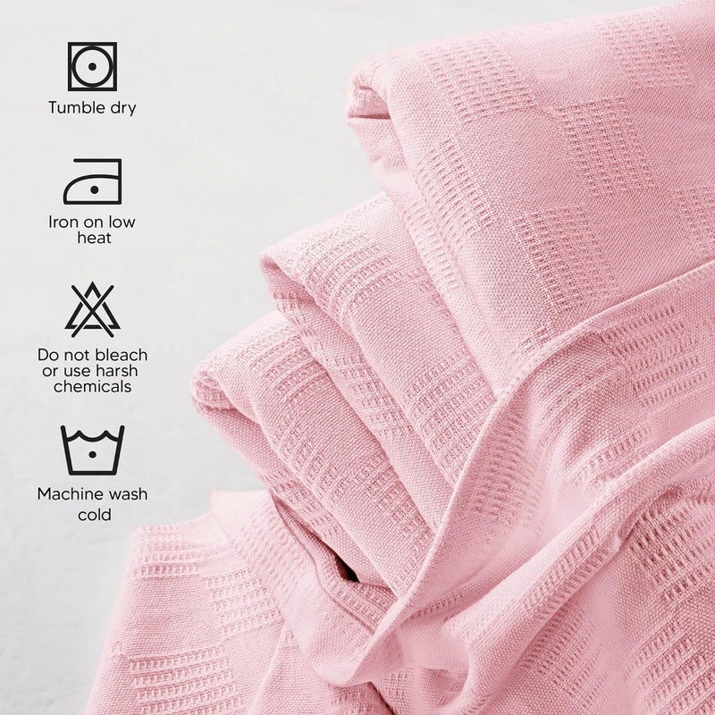 Utopia Bedding 100% Cotton Blanket (Queen Size - 90x90 Inches) 350GSM Lightweight Thermal Blanket, Soft Breathable Blanket for All Seasons (Dusky Pink) - Image 5