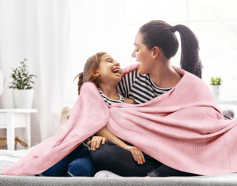 Utopia Bedding 100% Cotton Blanket (Queen Size - 90x90 Inches) 350GSM Lightweight Thermal Blanket, Soft Breathable Blanket for All Seasons (Dusky Pink) - Image 4