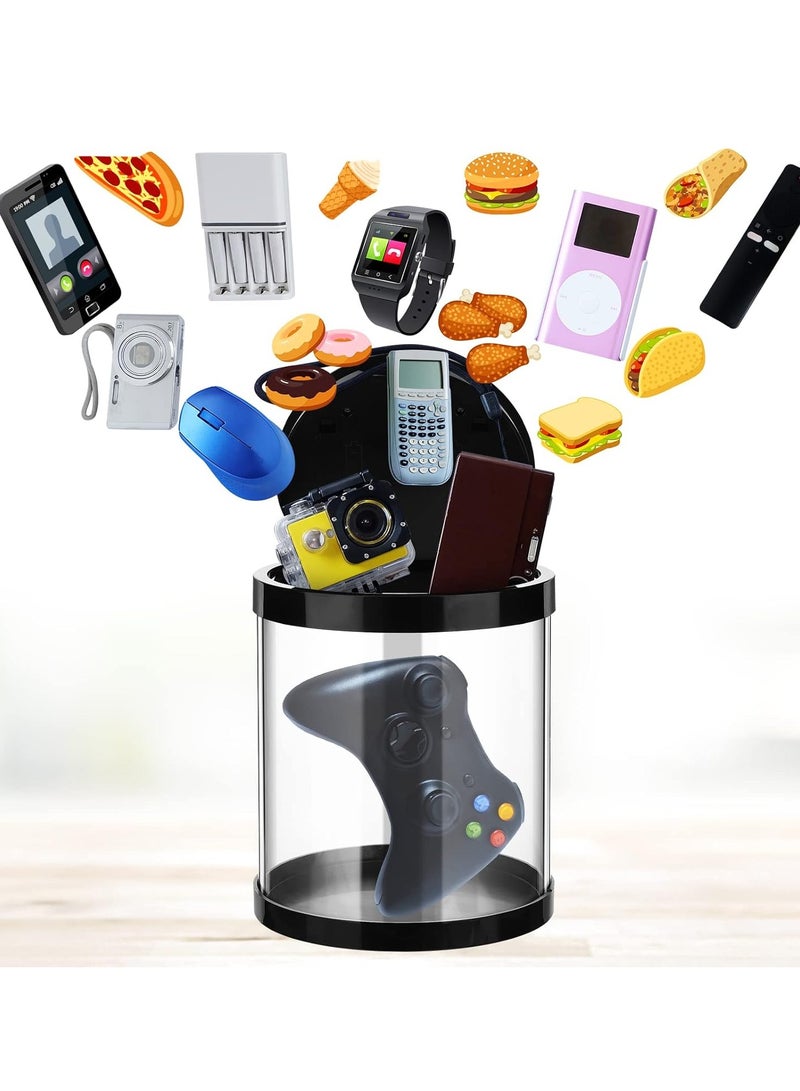 Timed Lock Box Multipurpose Time Locking Container with Timer Self Control Timer Locker Plastic Cell Phone Jail Timer Lock Box Control Snack Game Sugar(Clear Black ，battery version