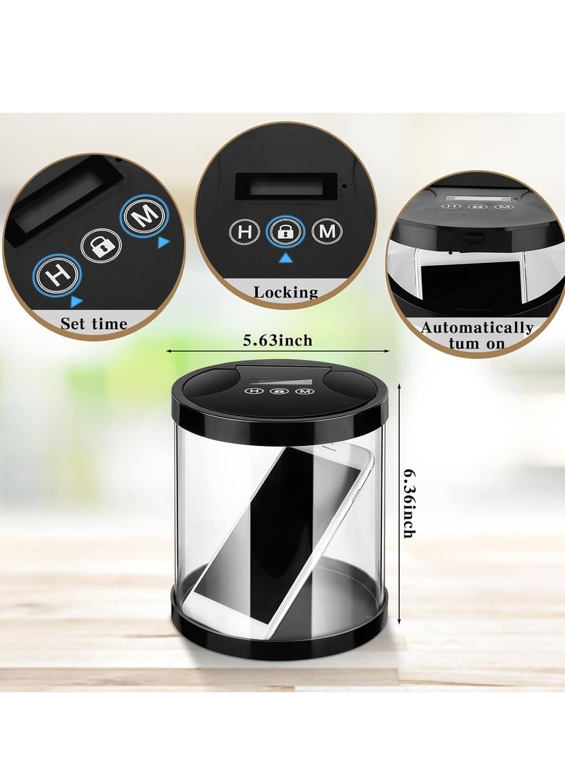 Timed Lock Box Multipurpose Time Locking Container with Timer Self Control Timer Locker Plastic Cell Phone Jail Timer Lock Box Control Snack Game Sugar(Clear Black ，battery version