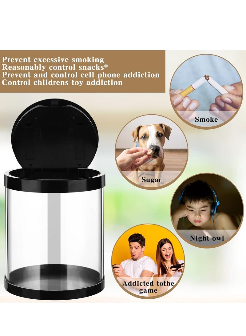 Timed Lock Box Multipurpose Time Locking Container with Timer Self Control Timer Locker Plastic Cell Phone Jail Timer Lock Box Control Snack Game Sugar(Clear Black ，battery version