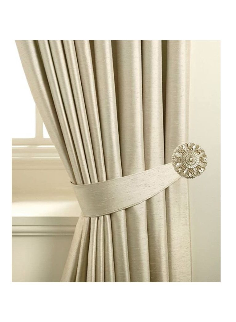 IDT 1 Pair Curtain Holdbacks Window Tie Backs Holders For Bedroom Wall Office Decor Home Sheer Blackout Drapes Blind Curtains Decorations Accessories Buckle Hooks Golden Colour - Image 1