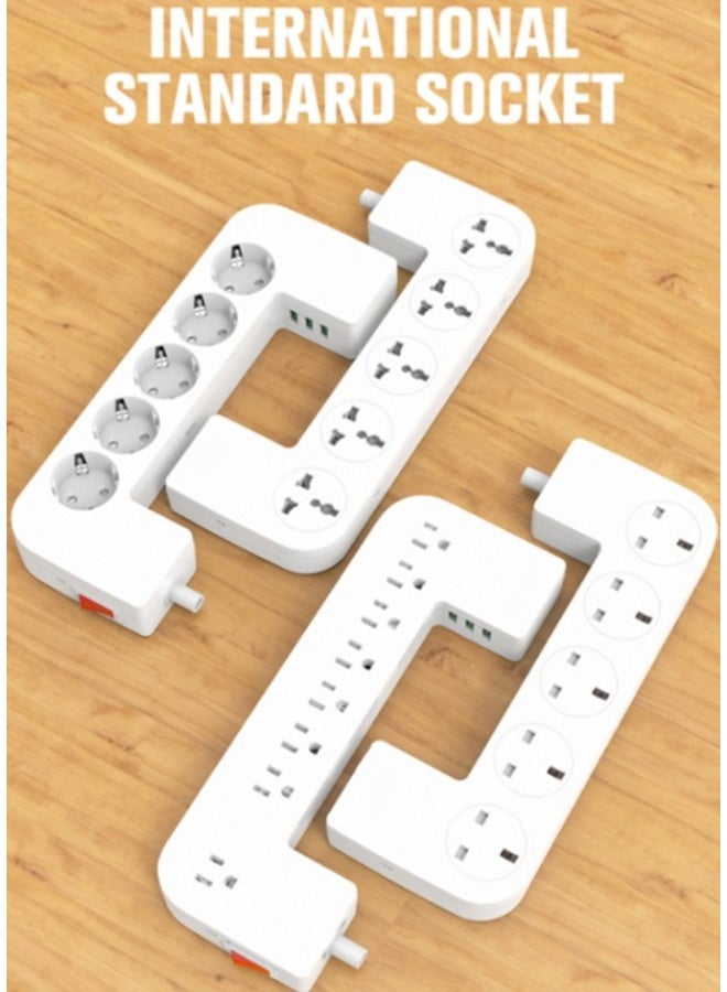 ريبنيو شريط طاقة SN5311 مع مساحة تخزين - 5 منافذ تيار متردد، 3 منافذ USB (15.5 واط)، منظم كابلات، حماية من الحمل الزائد، سلك بطول 2 متر، غلاف مقاوم للحريق - خيارات قابس الولايات المتحدة/المملكة المتحدة/الاتحاد الأوروبي - Image 5