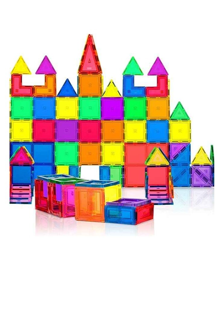 A2Z Magnetic Building Tiles  High quality  for Kids – 100 Pcs – Educational Colorful toy Set with Cars & Geometric Shapes - Image 5