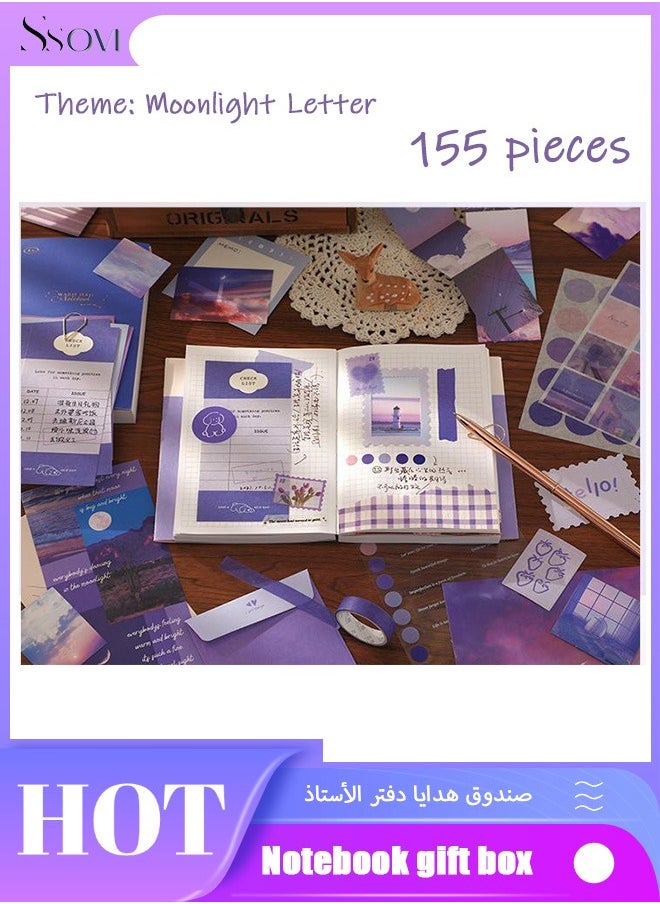 155-piece Gift Box A6 Notebook Poster cover Notepad Background Paper Daily Sticker PET Sticker Paper Photo Frame Card Grace Gift（Purple） - pzsku/ZD3350213FD89CA09454BZ/45/_/1730133879/5c7ecd69-10ae-48c9-a7f3-6d4af8609da2