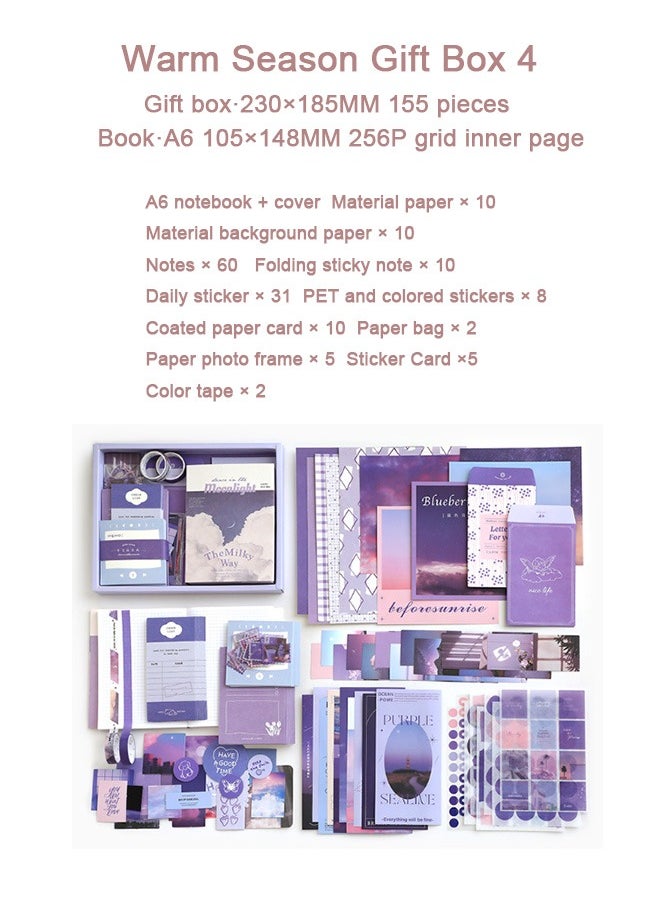 155-piece Gift Box A6 Notebook Poster cover Notepad Background Paper Daily Sticker PET Sticker Paper Photo Frame Card Grace Gift（Purple） - pzsku/ZD3350213FD89CA09454BZ/45/_/1730133921/1254a3b1-f1aa-4028-acdb-ccc4212d3a02