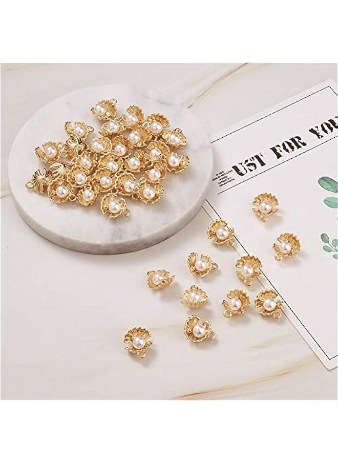FYLX Lot of 100 Seashell Pearl Charms: Shell Pendants featuring Imitation Pearls for Crafting and Fashion Embellishment  - Image 2