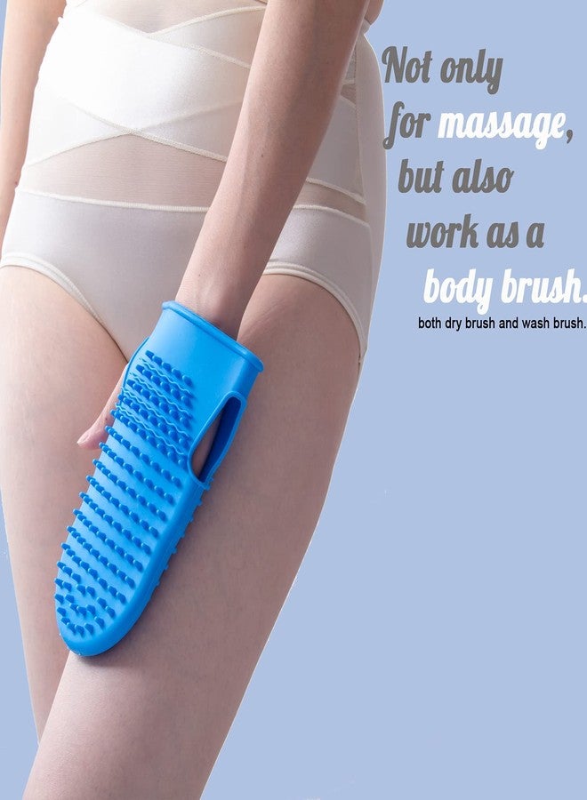 Wumimi 2 Pairs Professional Massage Mitts, Silicone Body Gloves, Two-sided Gentle Exfoliating Brush for SPA Skin Care, Anti Cellulite Lymphatic Drainage Tool, Back Scrubber (Blue) - Image 3
