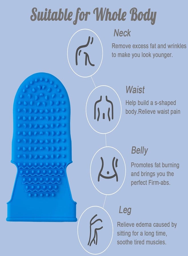 Wumimi 2 Pairs Professional Massage Mitts, Silicone Body Gloves, Two-sided Gentle Exfoliating Brush for SPA Skin Care, Anti Cellulite Lymphatic Drainage Tool, Back Scrubber (Blue) - Image 4