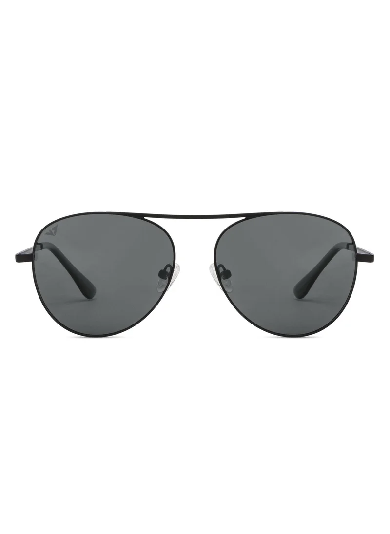 فينسينت تشيس Vincent Chase By Lenskart | Black Grey Full Rim Pilot Branded Latest and Stylish Sunglasses | Polarized and 100% UV Protected | Men & Women | Medium | VC S14076