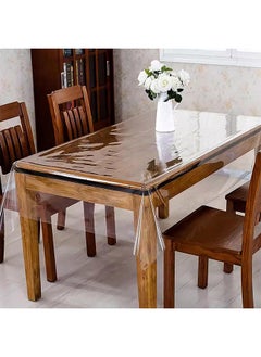 Generic Clear Vinyl Tablecloth Protector Waterproof/Oil-Proof Plastic Square Transparent Sheet Table Cover 80x150cm  - Image 3