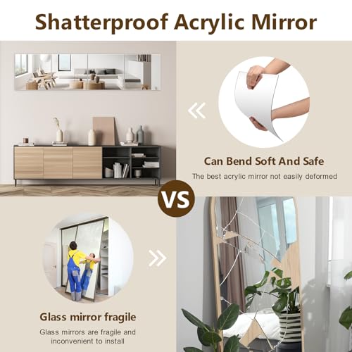ShiftShade Wall Mirror Full Length, 12X14 Inch Unbreakable Tiles for Bedroom Home Gym Door, Acrylic Full Body Shatterproof Stickers for Walls, Sheets (4pcs) - Image 4