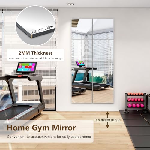 ShiftShade Wall Mirror Full Length, 12X14 Inch Unbreakable Tiles for Bedroom Home Gym Door, Acrylic Full Body Shatterproof Stickers for Walls, Sheets (4pcs) - Image 5