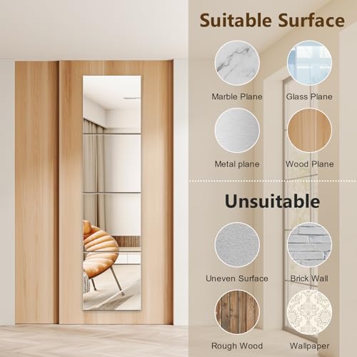ShiftShade Wall Mirror Full Length, 12X14 Inch Unbreakable Tiles for Bedroom Home Gym Door, Acrylic Full Body Shatterproof Stickers for Walls, Sheets (4pcs) - Image 3