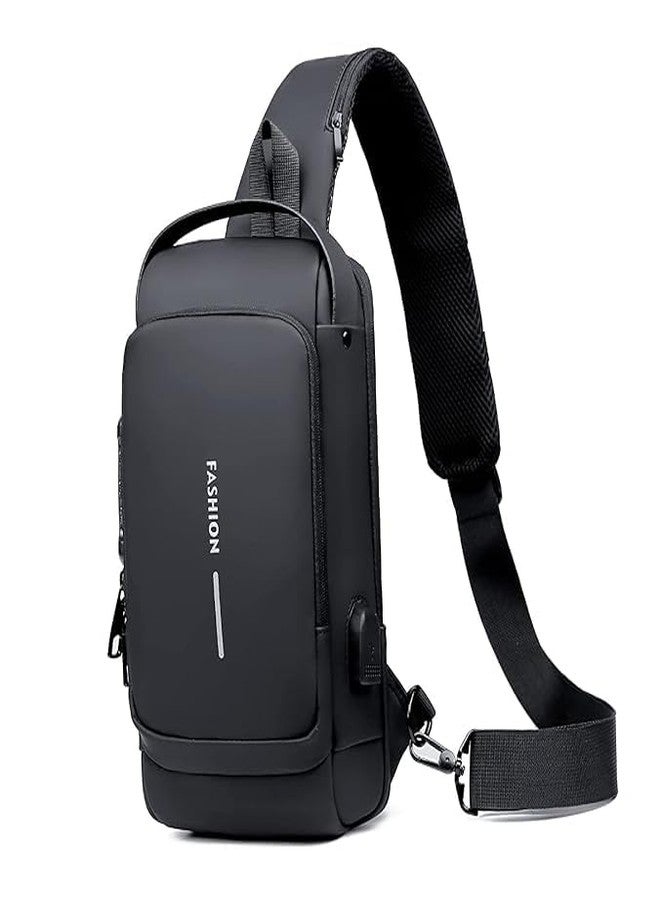 Pearo Waterproof Polyester Slim Unisex Crossbody Sling Bag Chest Backpack Men's Shoulder Bag, Leisure Travel Handbag, Hard Shell Anti-Theft Chest Bag - Image 1