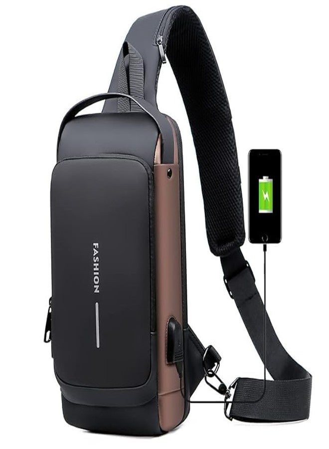 Pearo Waterproof Polyester Slim Unisex Crossbody Sling Bag Chest Backpack Men's Shoulder Bag, Leisure Travel Handbag, Hard Shell Anti-Theft Chest Bag - Image 2