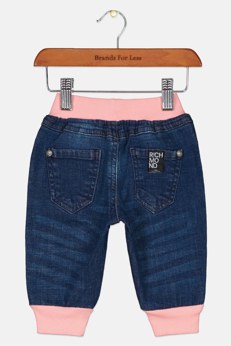 JOHN RICHMOND Toddlers Girl Regular Fit Washed Stretchable Jeans, Blue/Pink - Image 2