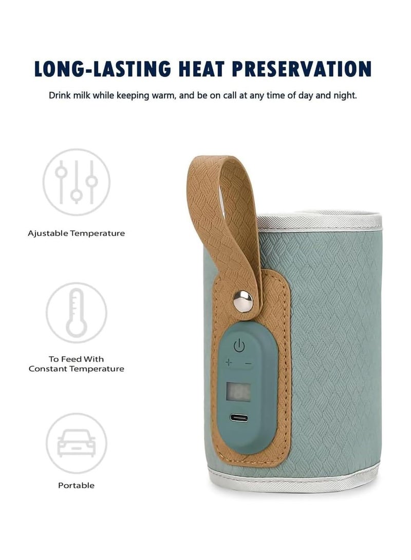 Portable Bottle Warmer USB Rechargeable Baby Bottle Warmer with LED Display Temperature Adjustable Portable Baby Bottle Warmer Baby Bottle Heater for Travel Shopping Going Out - Image 3