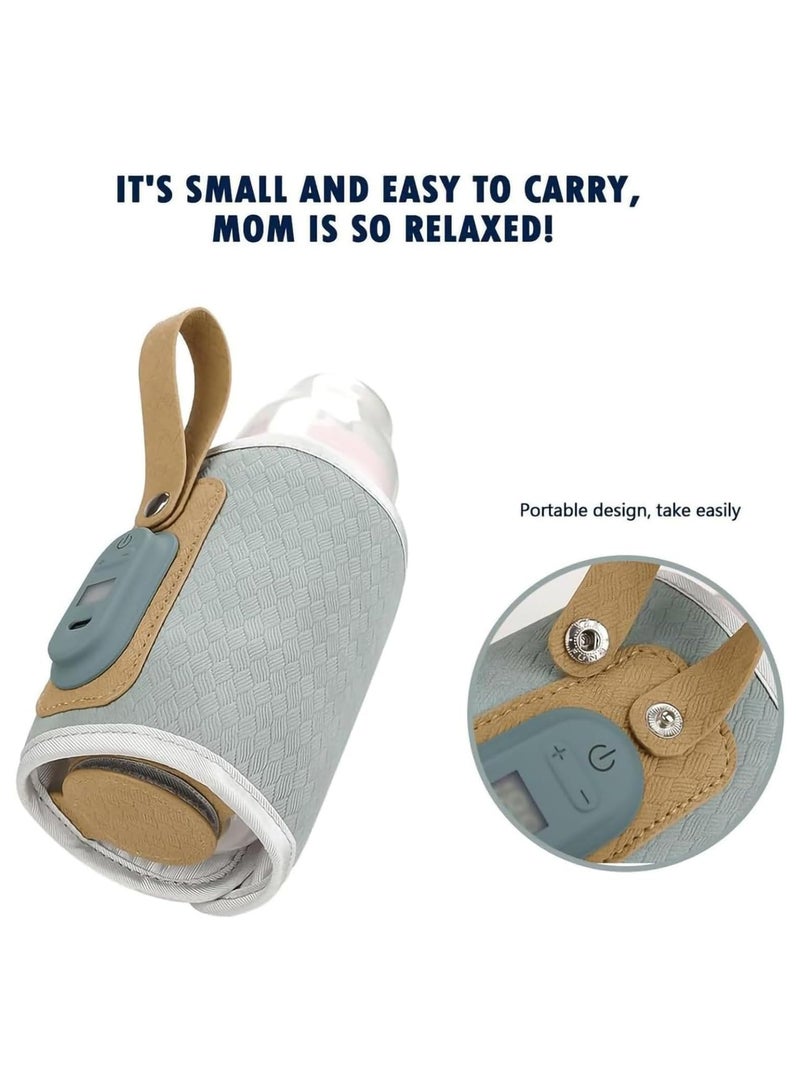 Portable Bottle Warmer USB Rechargeable Baby Bottle Warmer with LED Display Temperature Adjustable Portable Baby Bottle Warmer Baby Bottle Heater for Travel Shopping Going Out - Image 4