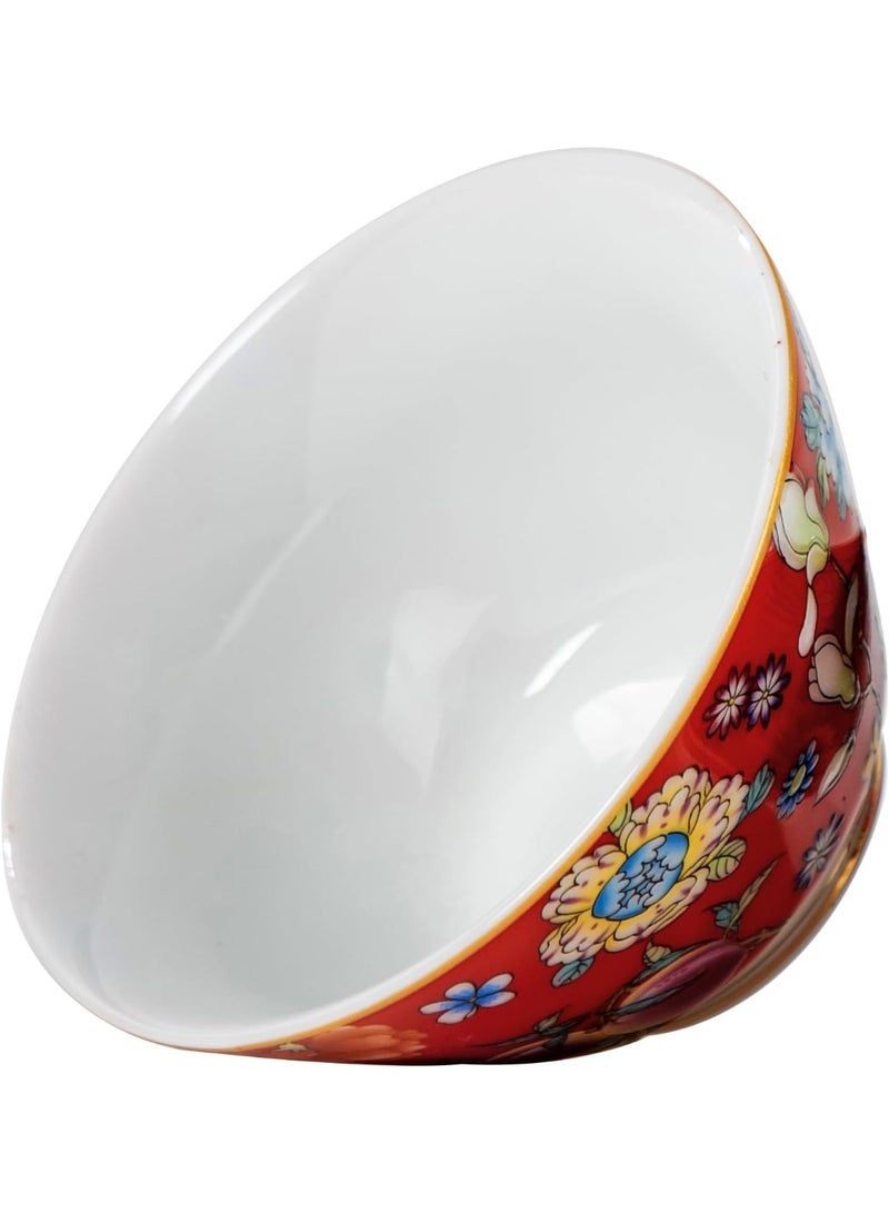 GOLD MANTIS Elegant Red Blooming Flower Design Chinese Ceramic Teacup - Porcelain Tea Cup 125ml/4.1oz, Dishwasher & Microwave Safe for All Tea Types, Perfect for Home, Gift & Decor - Image 5