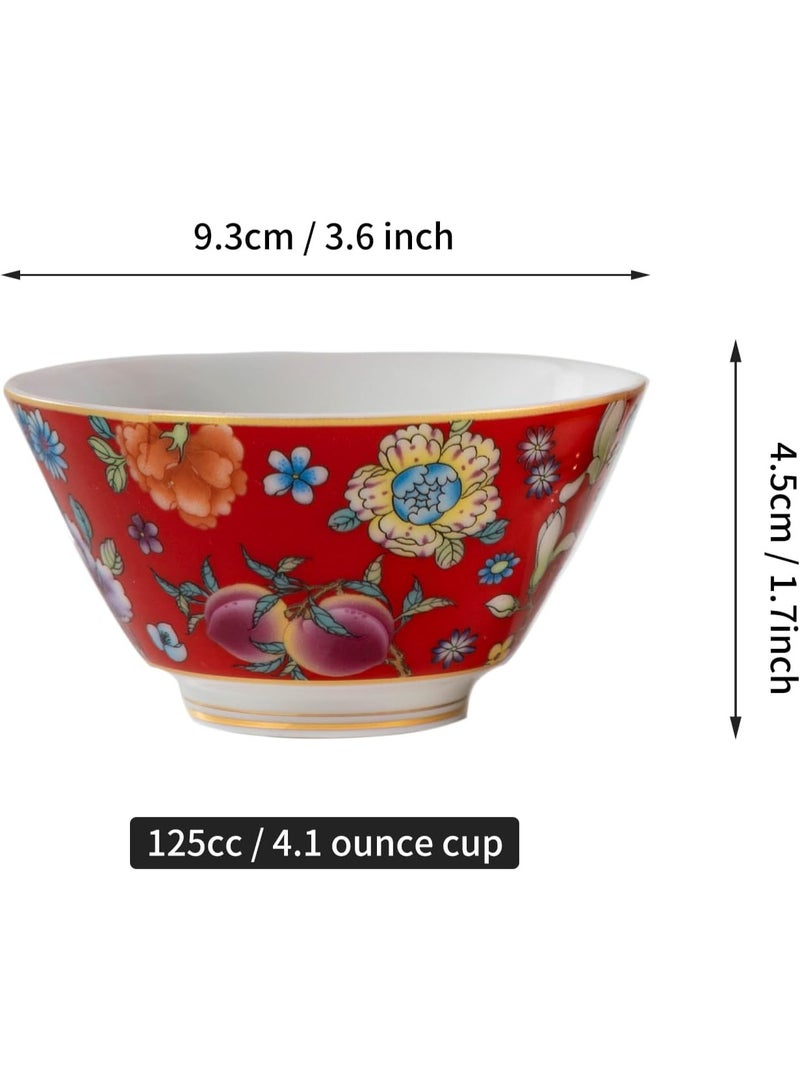 GOLD MANTIS Elegant Red Blooming Flower Design Chinese Ceramic Teacup - Porcelain Tea Cup 125ml/4.1oz, Dishwasher & Microwave Safe for All Tea Types, Perfect for Home, Gift & Decor - Image 4