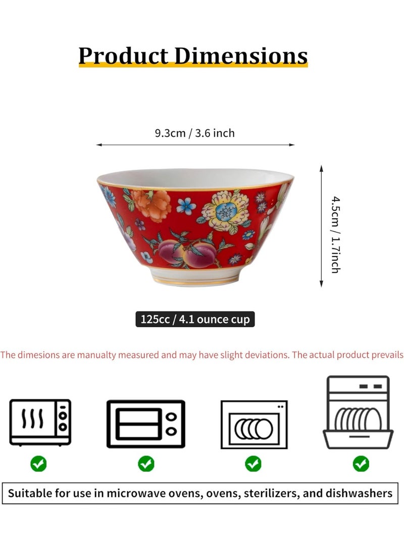 GOLD MANTIS Elegant Red Blooming Flower Design Chinese Ceramic Teacup - Porcelain Tea Cup 125ml/4.1oz, Dishwasher & Microwave Safe for All Tea Types, Perfect for Home, Gift & Decor - Image 3