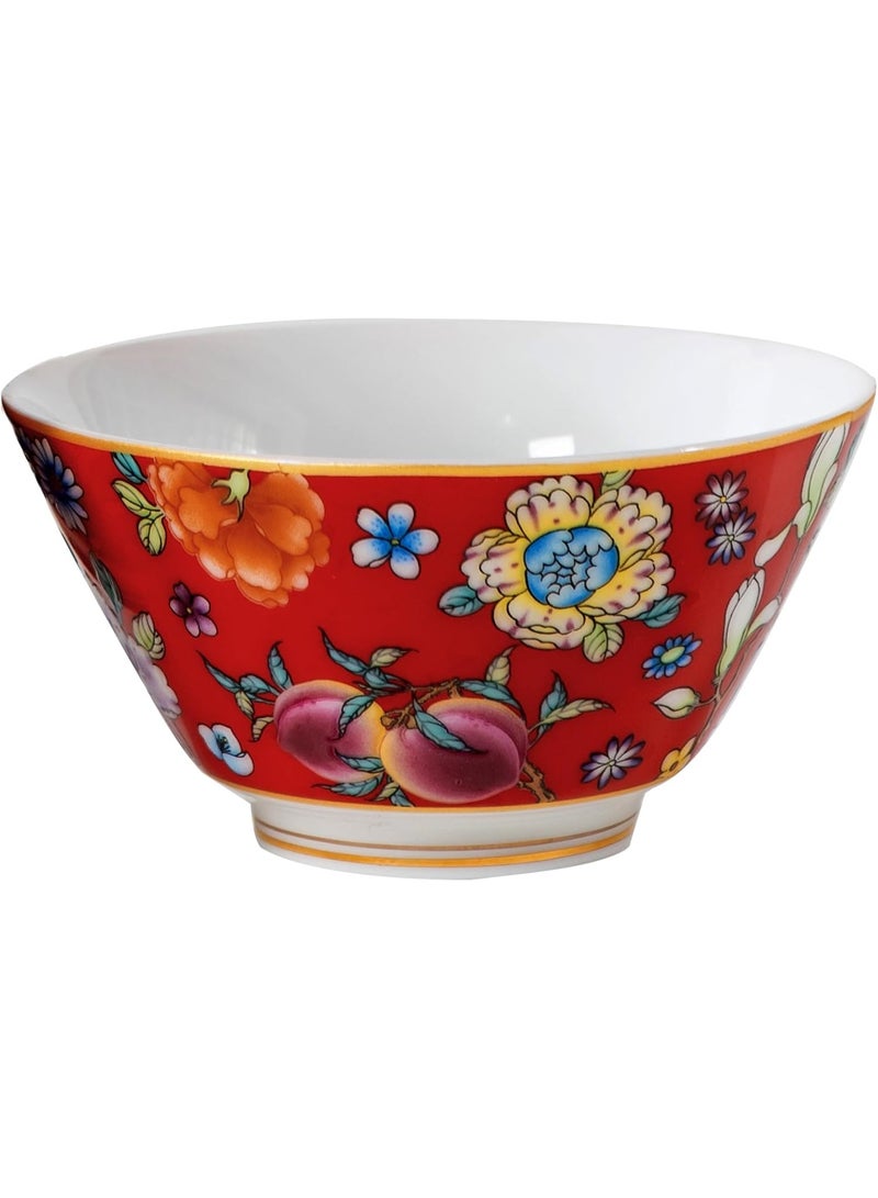GOLD MANTIS Elegant Red Blooming Flower Design Chinese Ceramic Teacup - Porcelain Tea Cup 125ml/4.1oz, Dishwasher & Microwave Safe for All Tea Types, Perfect for Home, Gift & Decor - Image 1