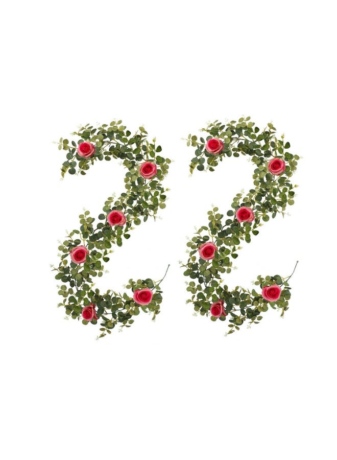 زهور اصطناعية من كرمة الورد للتعليق - إكليل زهور لتزيين المنزل والزفاف والجدران - Image 2