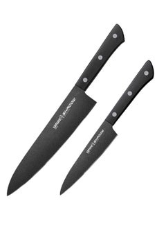 Samura SHADOW Set of 2 Kitchen Knives | Chef's Knife, Utility Knife | AUS-8 Stainless steel with Black Non-Stick Coating | ABS Plastic Handle | Durable | Heat Resistant | Comfortable | Easy Grip - pzsku/ZD335569E2644C3C3EBBDZ/45/_/1719228409/daecadd2-4e40-4f60-9f05-4c9a989ae636