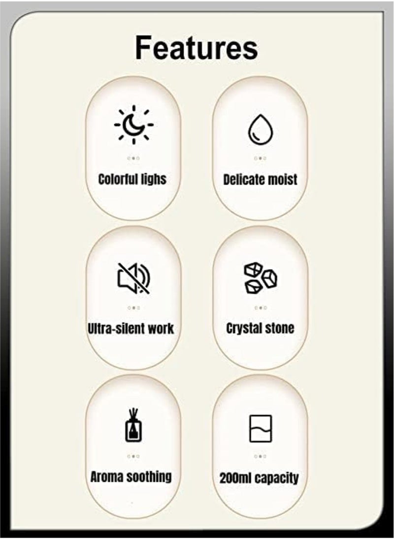 JAJEEK جهاز توزيع الزيوت العطرية بمصباح الملح الجديد - مصابيح LED ملونة 7 ألوان مرطب بالموجات فوق الصوتية وموزع للعلاج بالروائح (200 مل) - Image 5