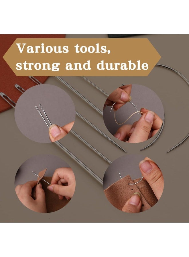 218 Yards Waxed Thread, Leather Sewing Waxed Thread with Heavy Duty Leather Needles, Professional Leather Thread for Hand Sewing Leather Craft Repair Leather Shoes Bags Sofa (Dark Khaki)  - Image 5