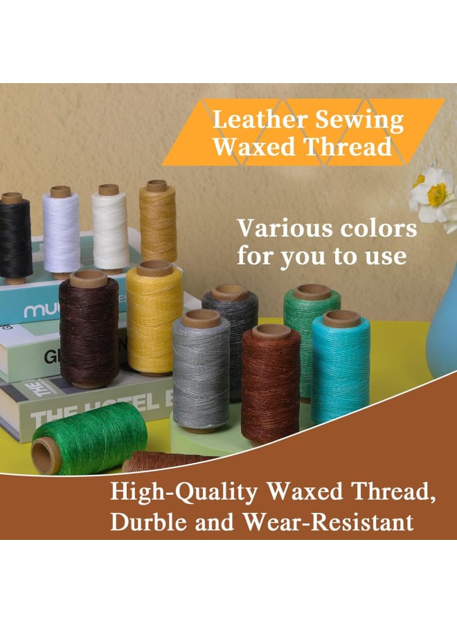 218 Yards Waxed Thread, Leather Sewing Waxed Thread with Heavy Duty Leather Needles, Professional Leather Thread for Hand Sewing Leather Craft Repair Leather Shoes Bags Sofa (Dark Khaki)  - Image 4