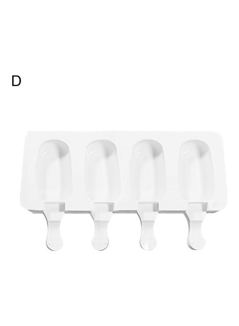 Oval Ice Cream Silicone Reusable Chocolate Popsicle Maker DIY Dessert Mold White 21.5 x 12.7 x 2.1cm