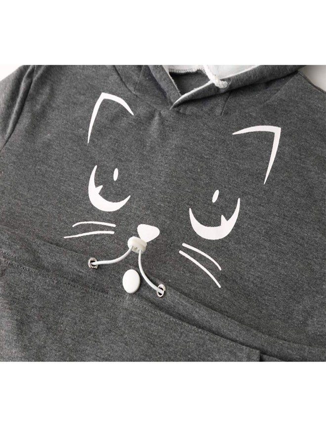 ALYC Unisex Hoodies Pet Holder Cat Dog Kangaroo Pouch Carries Pullover with Cat Printing Sweatshirt (Dark Grey, M) - Image 4