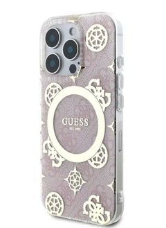 GUESS iPhone 16 Pro Max Magsafe Case IML 4G Design Hard Back Cover With Peony / Comfortable and Secure Grip / Easy Snap-On / Accurate Cutouts - Pink  - Image 2