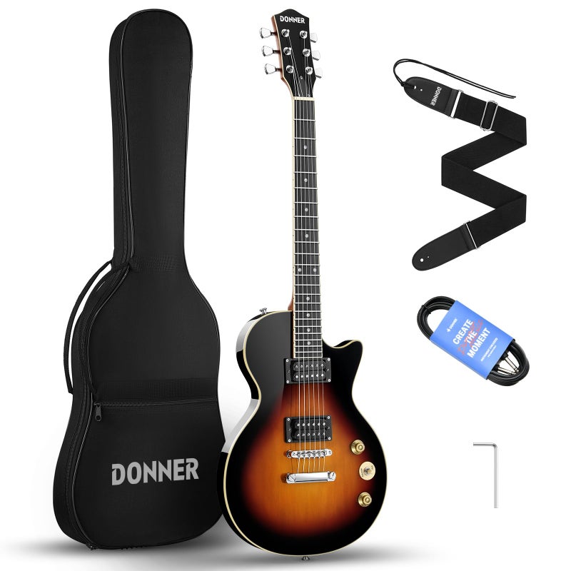 Donner 39 Inch LP Electric Guitar Solid Body Beginner Kit Sunburst Full Size, with Bag, Strap, Cable, for Beginner,DLP-124S - Image 1
