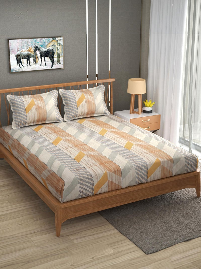 Furnofy 140 GSM Flat Double Bedsheet (90x100 inches) with 2 Pillow Covers (18x27 inches) - Abstract Multicolors - Image 2