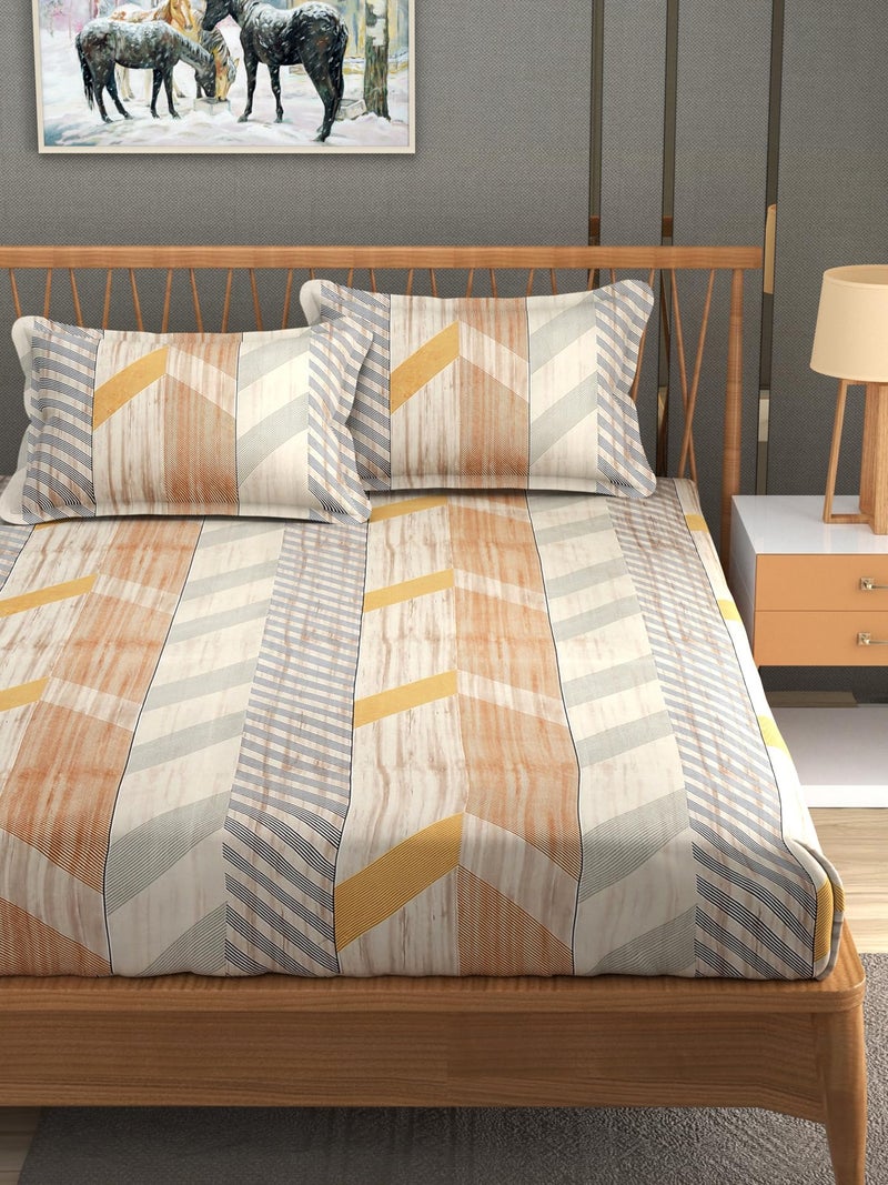 Furnofy 140 GSM Flat Double Bedsheet (90x100 inches) with 2 Pillow Covers (18x27 inches) - Abstract Multicolors - Image 1