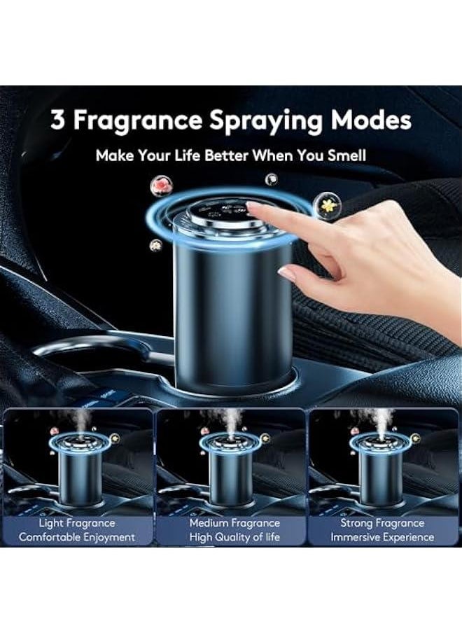 Rechargeable Car Air Freshener Diffuser with Ambient Light and Starlight Projector, Automatic On/Off, Adjustable Fragrance Concentration - 50ml Fragrance Included