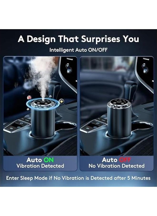 Rechargeable Car Air Freshener Diffuser with Ambient Light and Starlight Projector, Automatic On/Off, Adjustable Fragrance Concentration - 50ml Fragrance Included