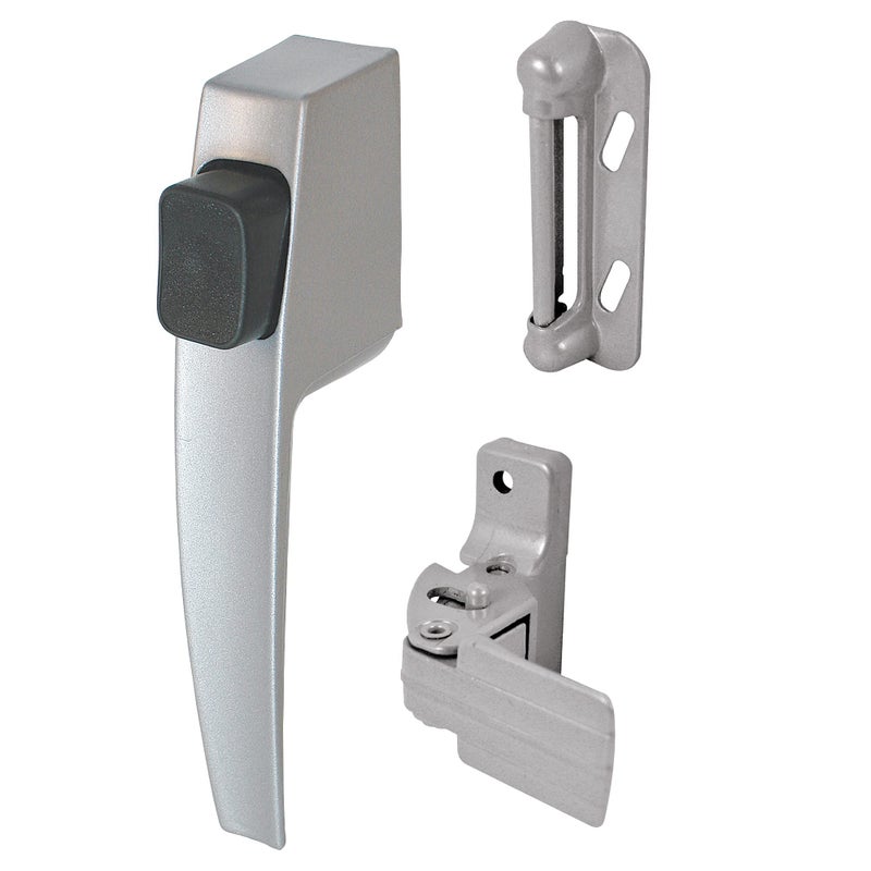 Prime-Line K 5006 Screen/ Storm Door Push Button Latch Set w/ Night Lock â€“ Replace Old or Damaged Screen or Storm Door Handle â€“ Aluminum Finish, Fits Doors 5/8 â€“ 1-1/4â€ Thick (Single Pack) - Image 1