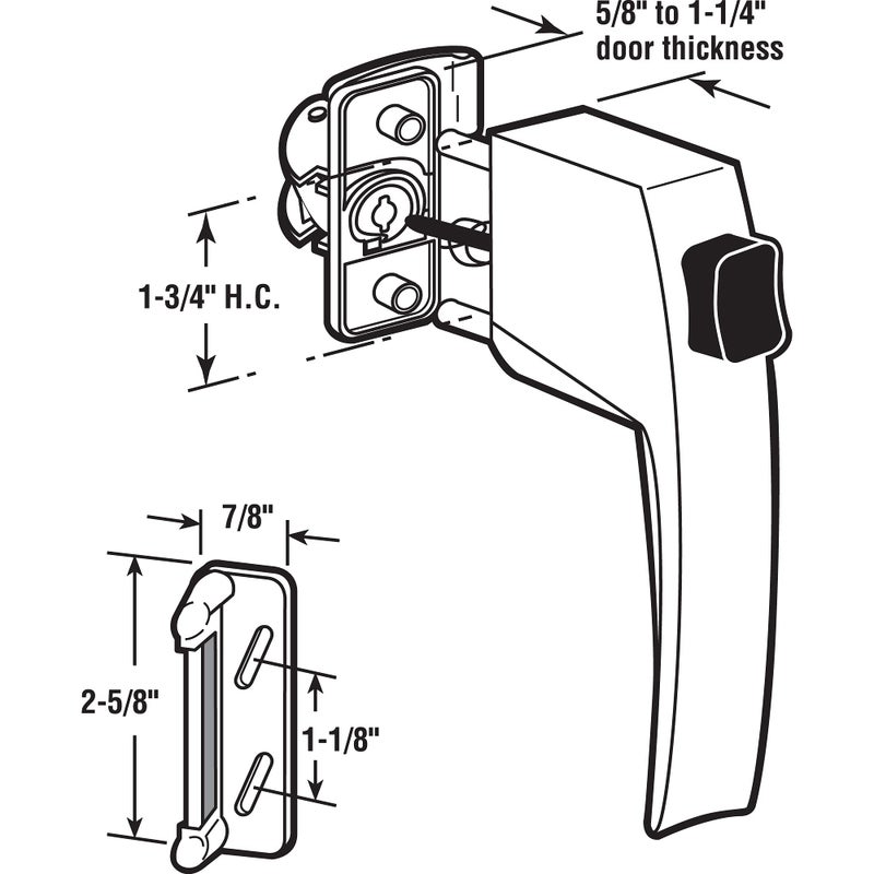Prime-Line K 5006 Screen/ Storm Door Push Button Latch Set w/ Night Lock â€“ Replace Old or Damaged Screen or Storm Door Handle â€“ Aluminum Finish, Fits Doors 5/8 â€“ 1-1/4â€ Thick (Single Pack) - Image 2