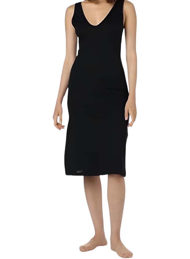 Dahab Cotton Basic V-Neck Full Slip For Women-Black - Image 3