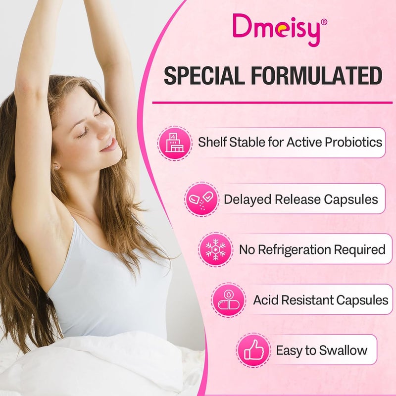 Dmeisy Vaginal Probiotics 70 Billion CFU Probiotics for Women 13in1 Womens Probiotic  Organic Prebiotics for Vaginal Urinary pH Balance Immune Gut  Digestive Bloating Health  2 Months Supply - Image 4