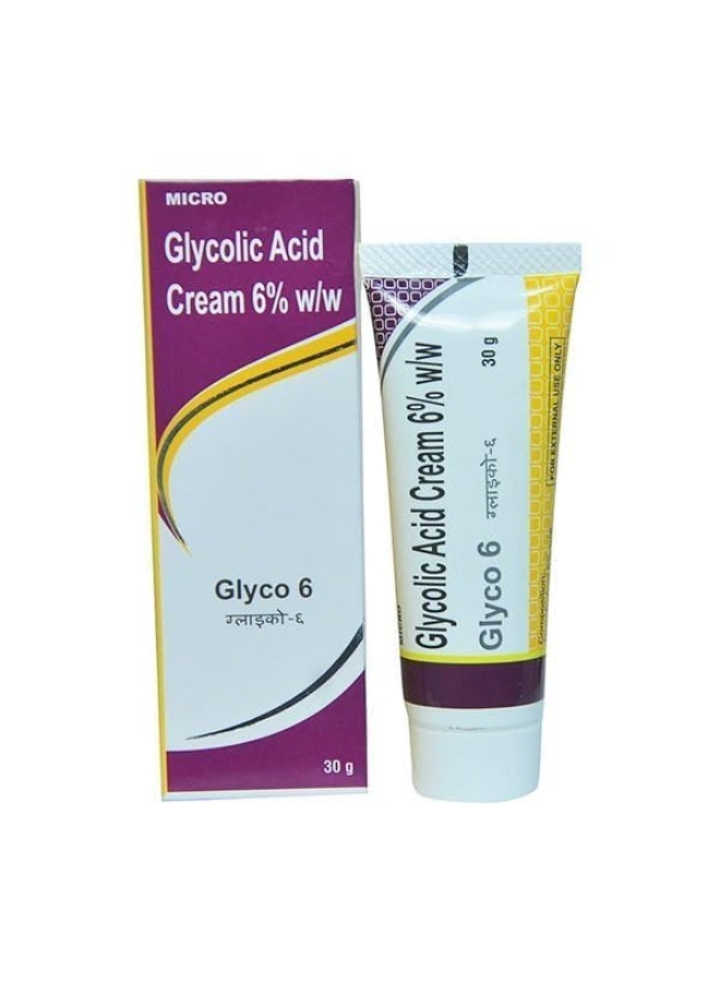 Micro Glyco 6 Cream | 6% Glycolic Acid Cream for Pigmentation, Dark Spots, Acne Marks & Uneven Skin Tone | Dermatologist-Recommended for Skin Renewal, Clarity & Even Tone – 30g